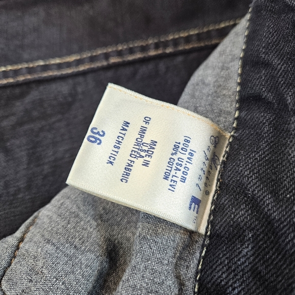 Levis Capital E Matchstick Slim Straight Made in USA Size 36x27 Black Denim - Picture 4 of 8
